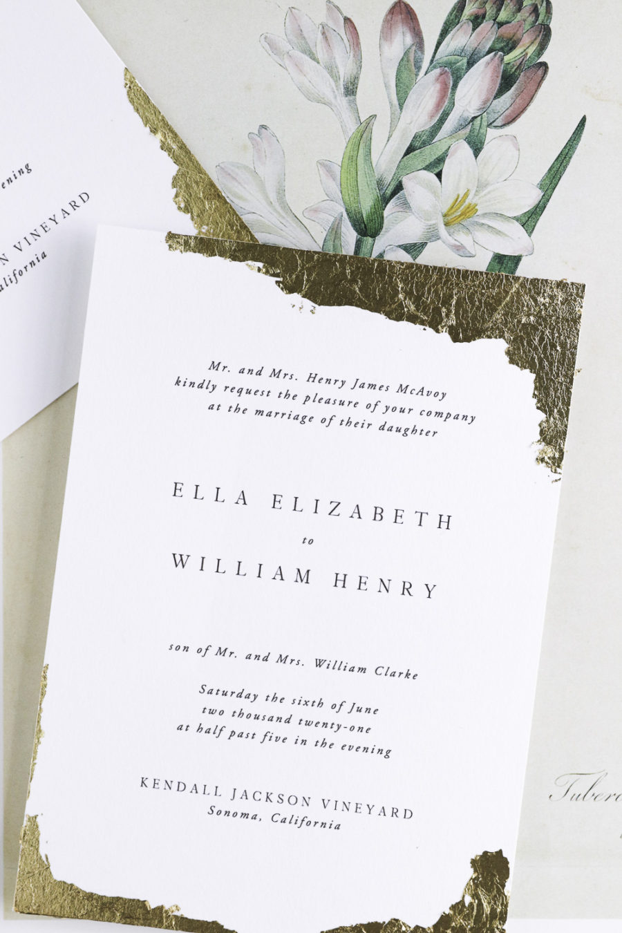 DIY Gold Foil Wedding Invitations