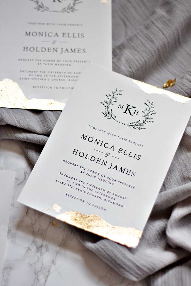 DIY Gold Leaf Wedding Invitations | Pipkin Paper Company