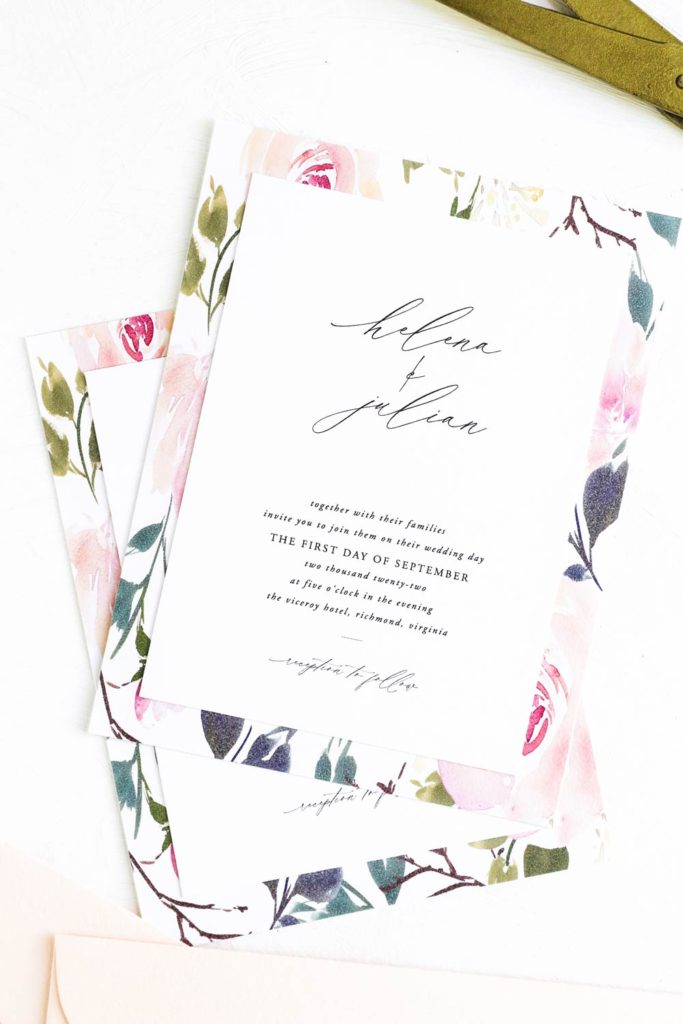 Let's spruce up your wedding invitation templates! We'll show you how to add a simple background to any invitation template, and voila! Gorgeous watercolor wedding invitations for next to nothing. | Pipkin Paper Co.