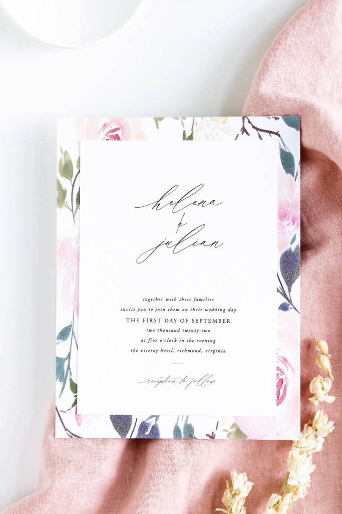 Let's spruce up your wedding invitation templates! We'll show you how to add a simple background to any invitation template, and voila! Gorgeous watercolor wedding invitations for next to nothing. | Pipkin Paper Co.