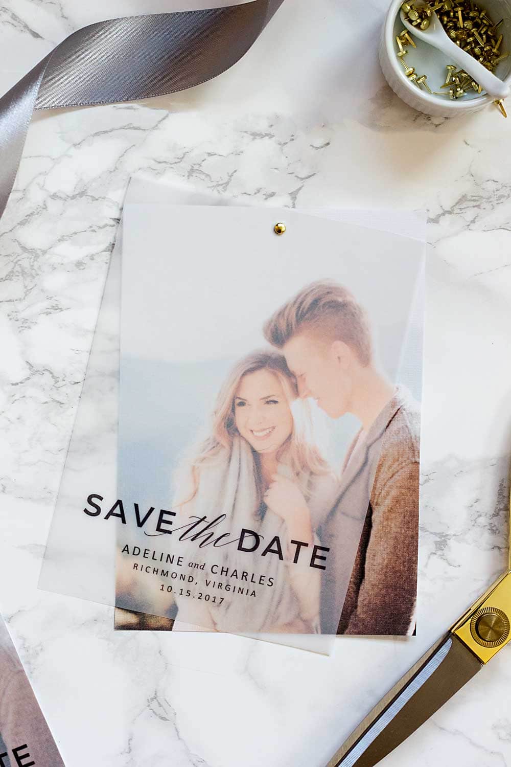 Make these gorgeous save the dates at home with this free save the date template!