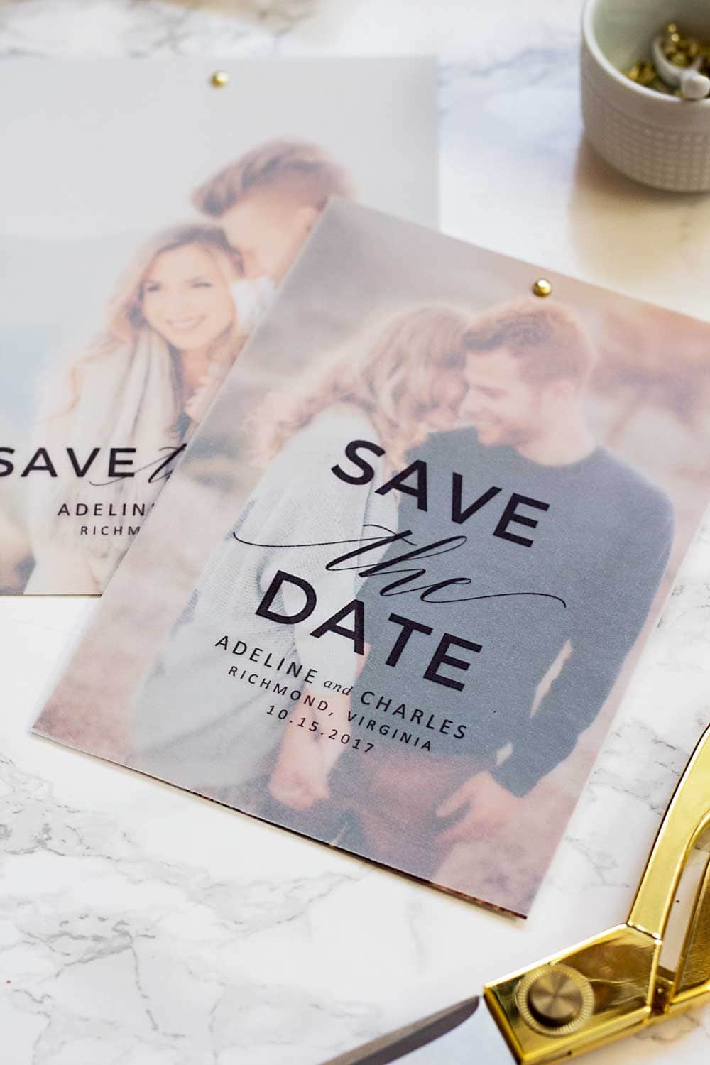 Make these gorgeous save the dates at home with this free save the date template!