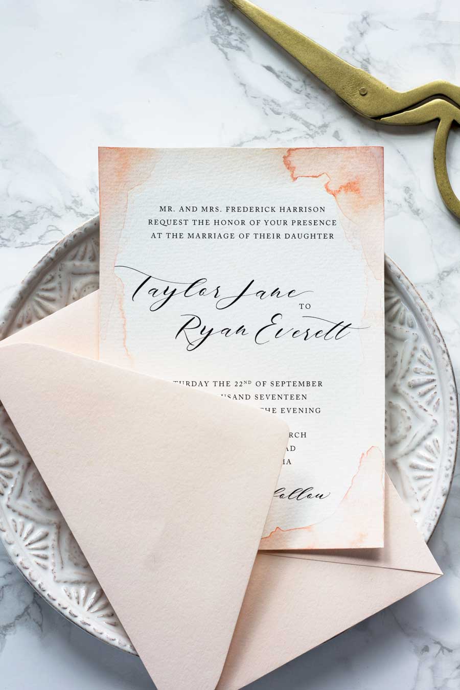 Subtle Watercolor Wedding Invitations + How to Make Your