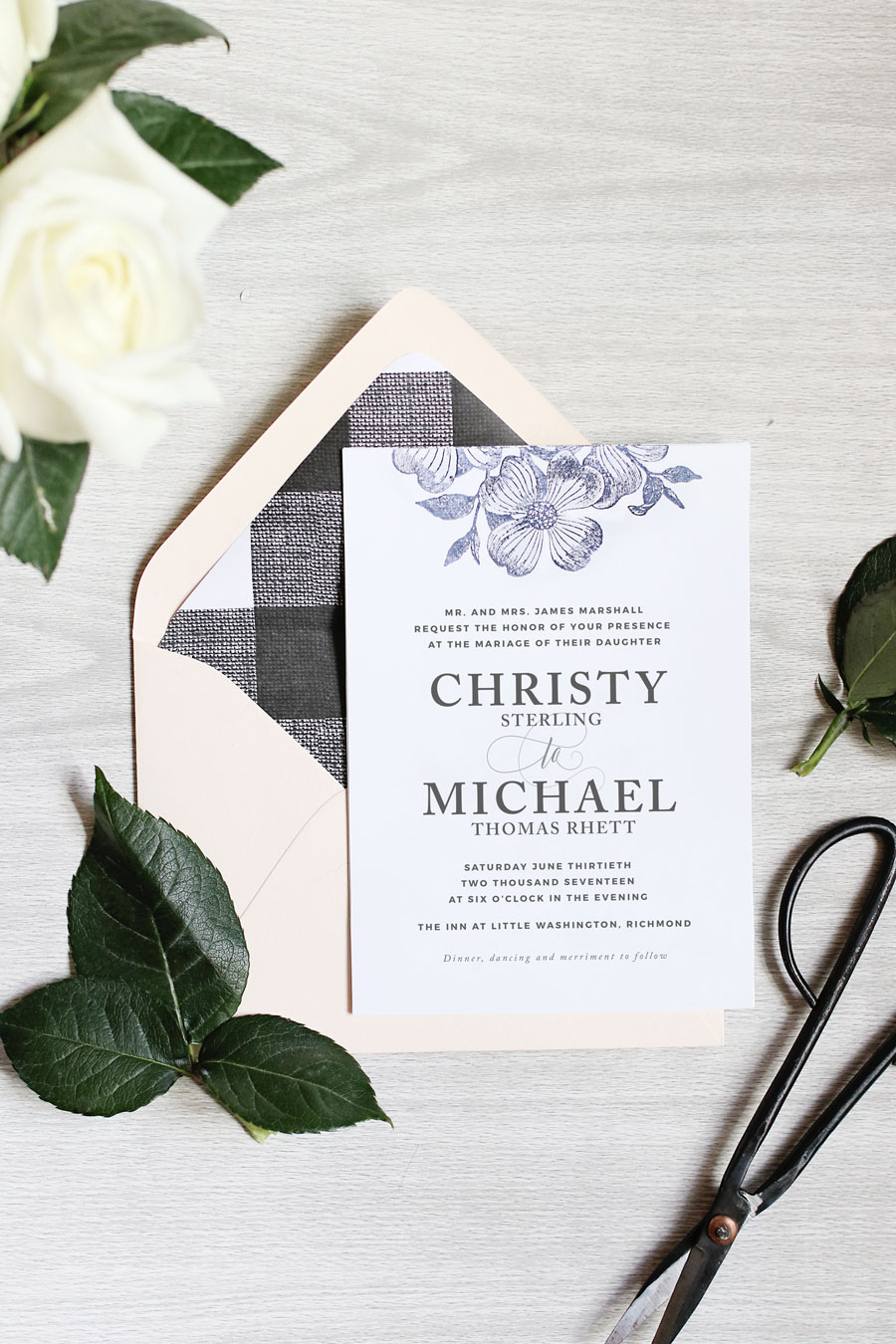 These hand-stamped floral wedding invitations make for a fun and easy DIY project. Not to mention they only cost $65 for 100 of them.