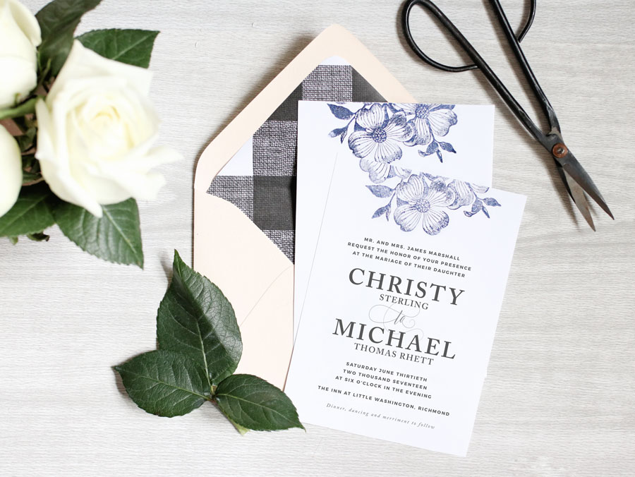 These hand-stamped floral wedding invitations make for a fun and easy DIY project. Not to mention they only cost $65 for 100 of them.