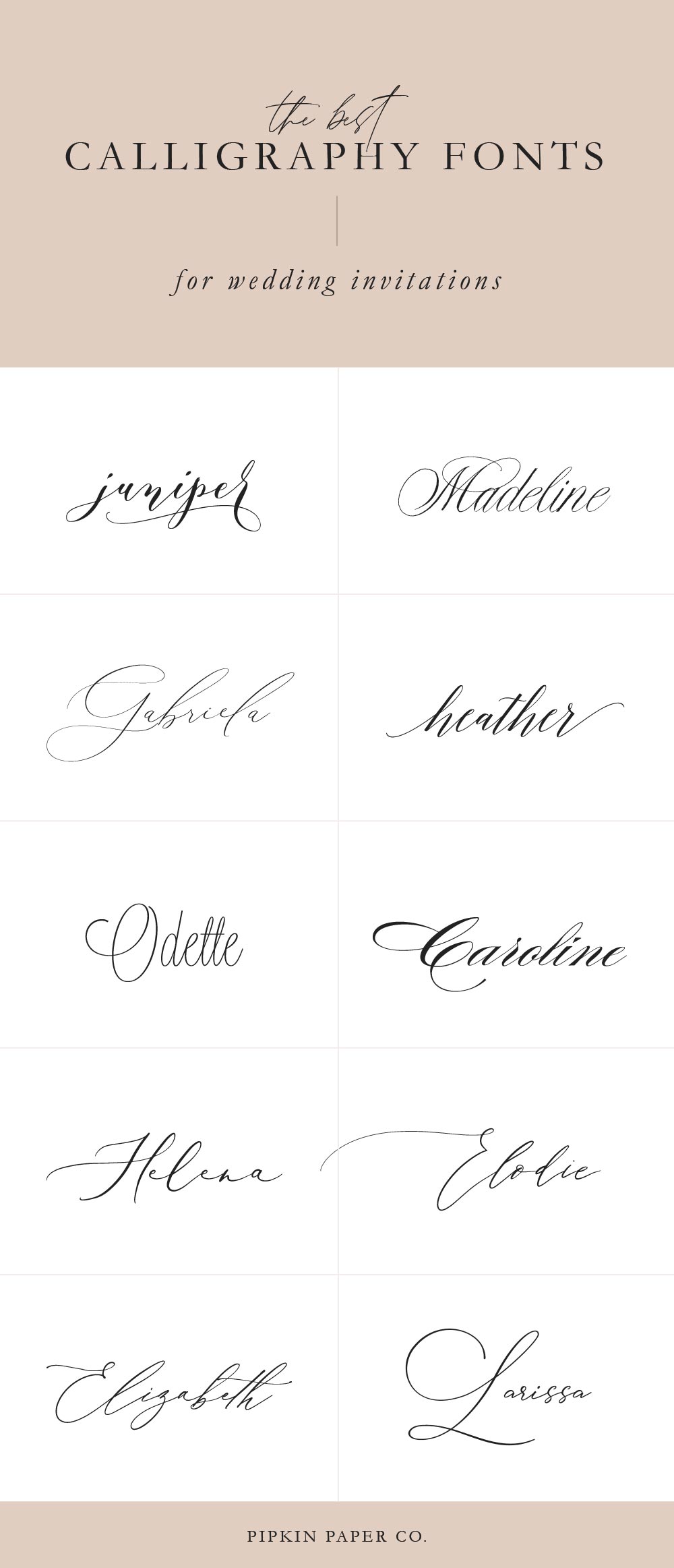 Best calligraphy fonts for wedding invitations