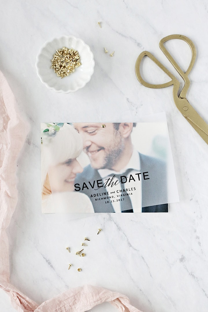 DIY Save the Dates Using Vellum Paper #savethedates #vellumpaper 