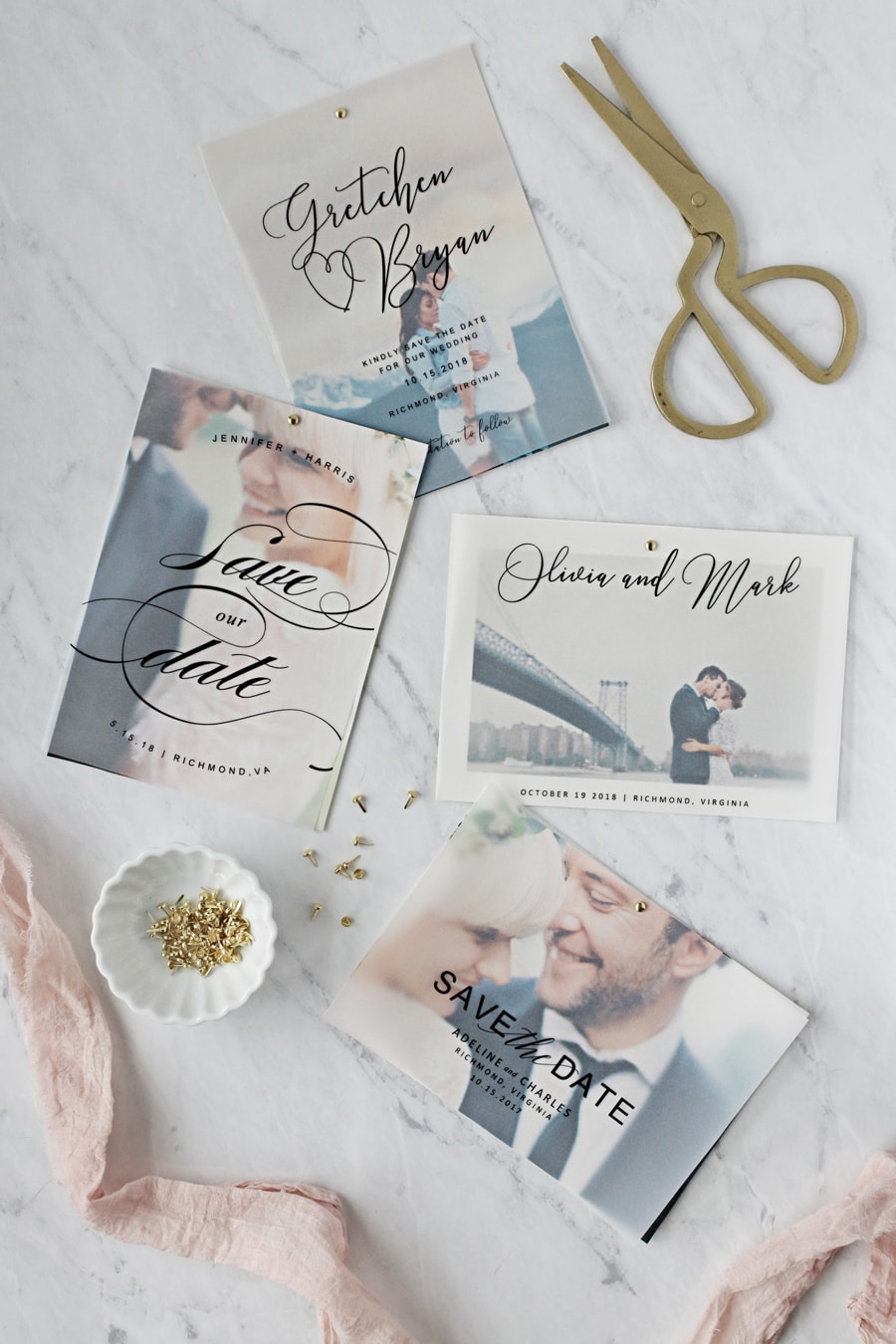 Use one of our free save the date templates to make your own vellum save the dates. Not only are they quick and easy but your guests will love them.