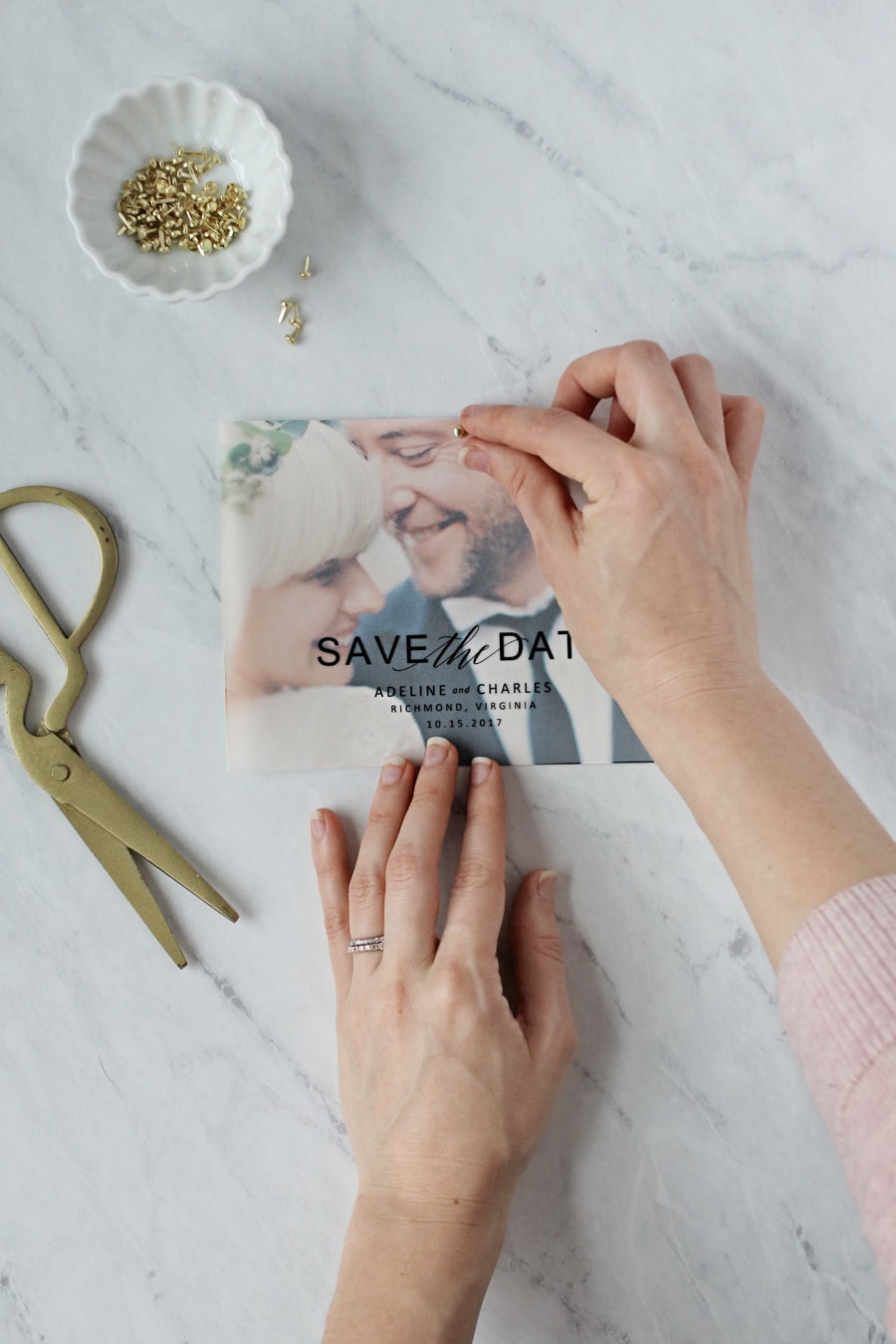 Think you can't make gorgeous (and free) save the dates at home? Use one of our free templates to make these vellum save the dates. We promise your guests will love them.