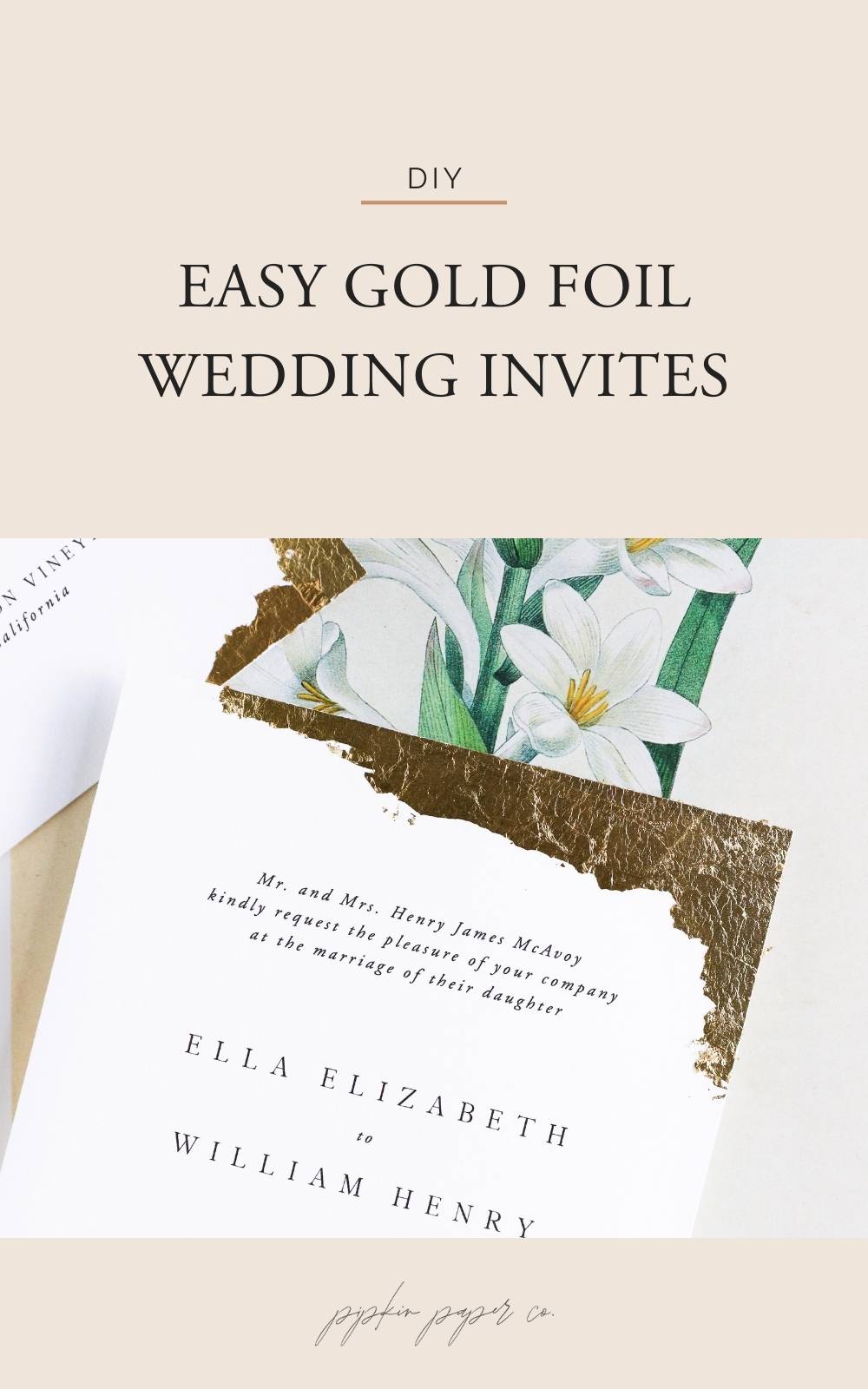 DIY Gold Foil Wedding Invitations 6 Pipkin Paper Company