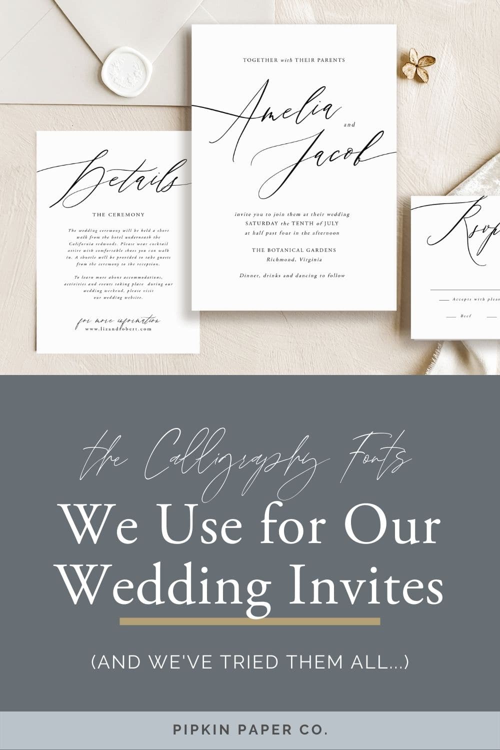 The Best Calligraphy Fonts For Wedding Invitations Pipkin Paper Company