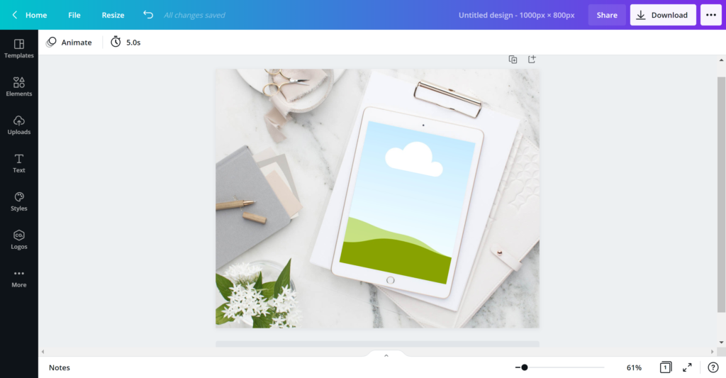 How I create digital product photos using stock photo mockups in Canva.